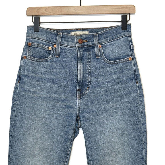 Madewell The Perfect Vintage Jean High Rise Raw Hem Crop Ankle Blue Denim 24 - Picture 3 of 15
